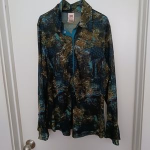 Faded Glory 18/20 printed sheer button down